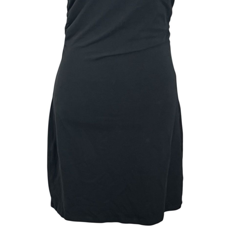 Reformation Alden Mini Dress Size Medium Black Ruched Organic Cotton Sleeveless - Picture 6 of 10